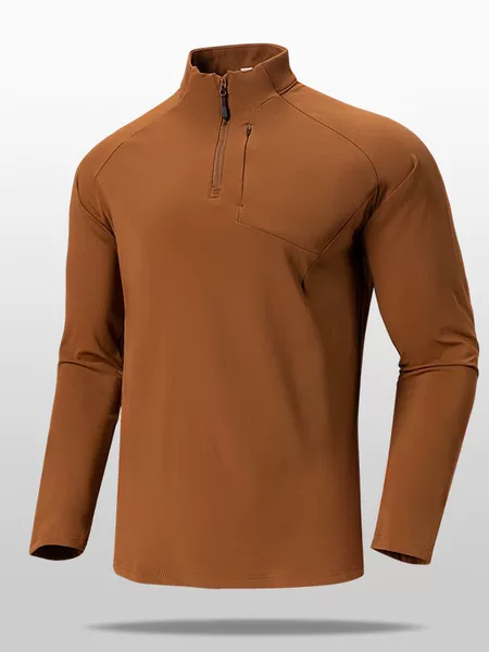 New Autumn and Winter Men's Stand-Up Collar Half-Zip Sweatshirt, Fleece Warm Top, Outdoor Running and Mountaineering Top