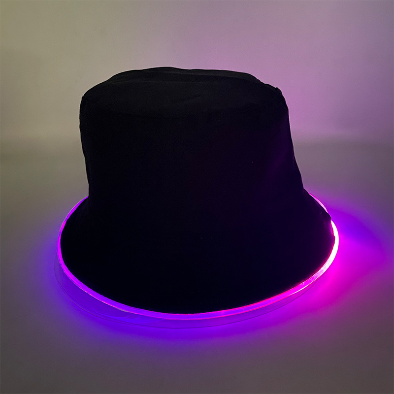 Ocio al aire libre sombrero para el sol luminoso de fibra óptica LED sombrero de pescador luminoso fiesta de festival de música de Halloween sombrero luminoso LED
