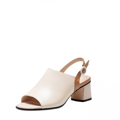 New cross-border foreign trade women's shoes, European and American style, mid-heel, chunky heel, fish-mouth, color-matching, backless with strap, women's sandals