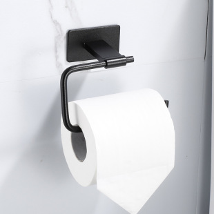 Casual Black Nail-Free Roll Paper Holder Toilet Paper Holder Paper Towel Hook Toilet Paper Holder Cross-Border Supply