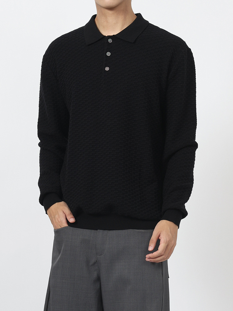 Lujo ligero antiguo estilo de ropa de hombre estriado solapa polo camisa de punto hombre suéter casual de negocios de otoño y invierno chaqueta de hombre
