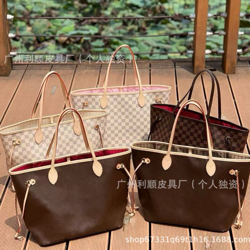 Guangzhou Foreign Trade Direct Supply Old Flower Shopping Bag neverfull Large Capacity Tote Bag Genuine Leather Shoulder Bag for Women