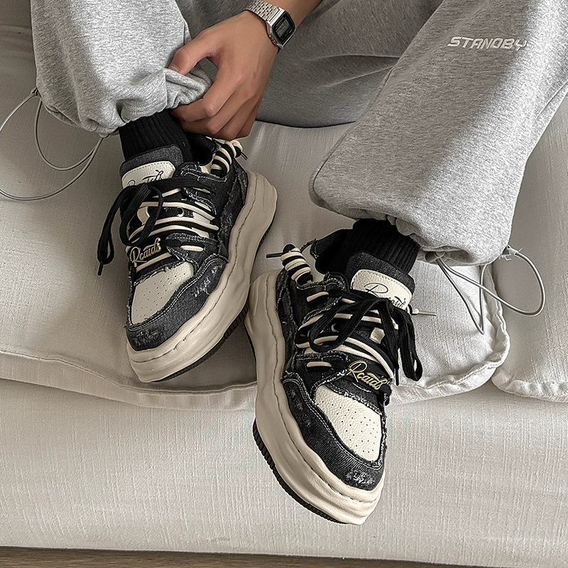 High universal denim low sneakers for beloved, 7cm