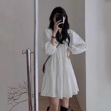 法式白色高级感衬衫连衣裙女2025新款春夏小个子长袖云南旅游穿搭