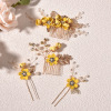 Hair accessory for bride, white Chinese hairpin, wedding dress, flowered