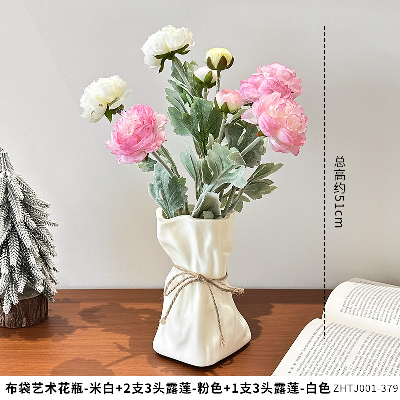フレンチクリームスタイルの花瓶ホームリビングルームフラワーアレンジメントライト高級ハイエンドダイニングテーブルデスクトップ装飾花瓶花容器|undefined