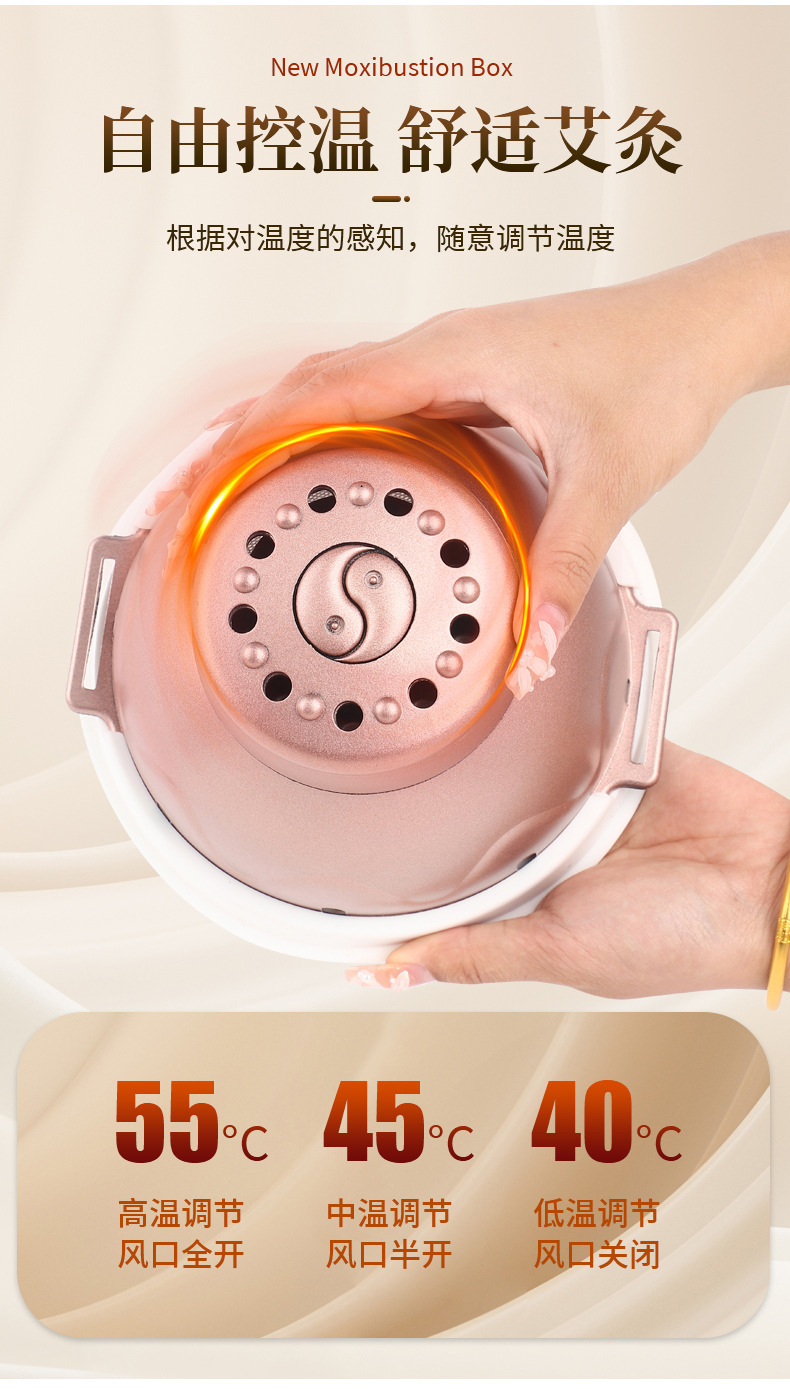 Portable Moxibustion Box Ai Mei Jiu Household Warming Moxa Stick Holder with Acupoint Chart specifications