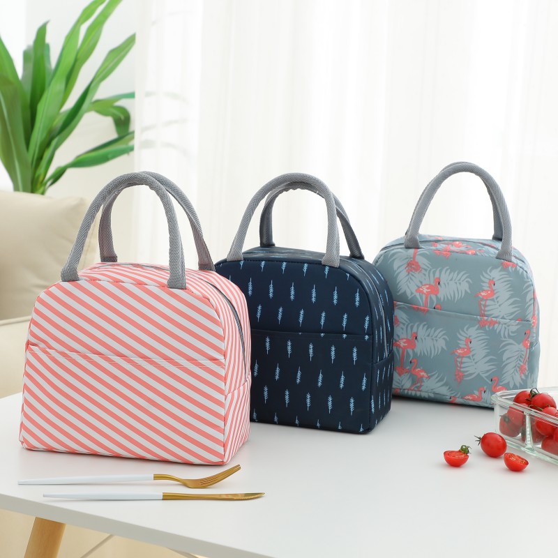 Flamenco pequeño fresco impresión aislamiento de calor bolsa de hielo bolsa de bento bolsa portátil bolsa portátil al por mayor transfronteriza bolsa de comedor de comercio exterior