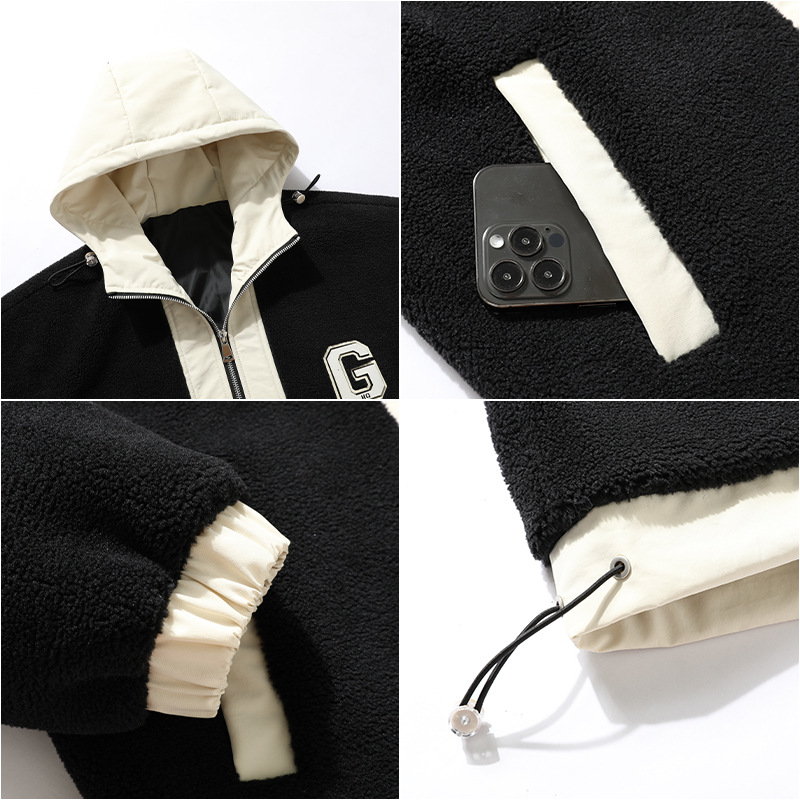 Men's Clothing plus size winter jacket for men thickened men's cotton coat with hood polar fleece lamb fleece_voghion.com