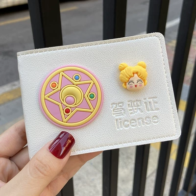 Car driving license leather case Multimediya və saxlama aksesuarları - right-driving-flash-white-set-big-magic-circle-xiaomei-girl-2-card-position