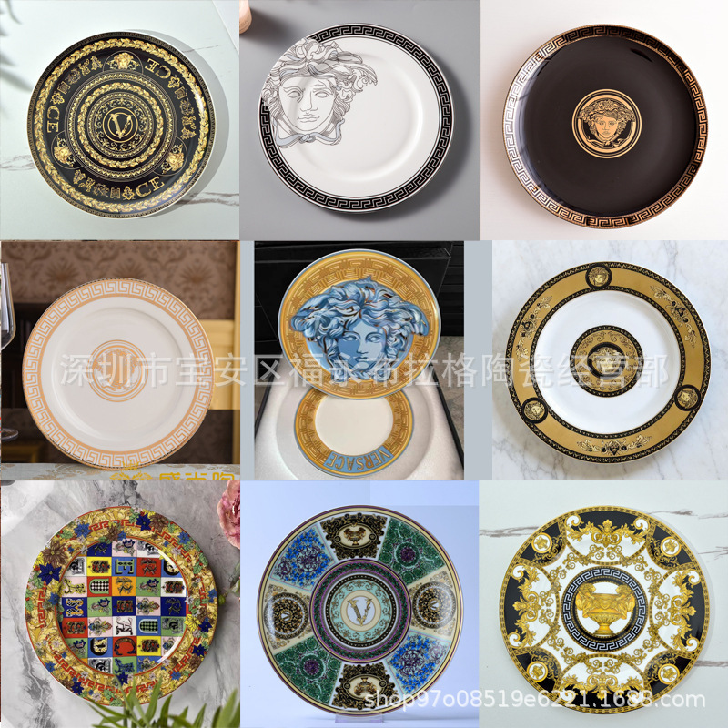 Fanjia Dinner Plate, Western-Style Plate, Display Plate, Flat Plate, Shallow Plate, 8/ 10inch Plates, Housewarming Bone China Fruit Plate, High-End Boxed Dish Plate