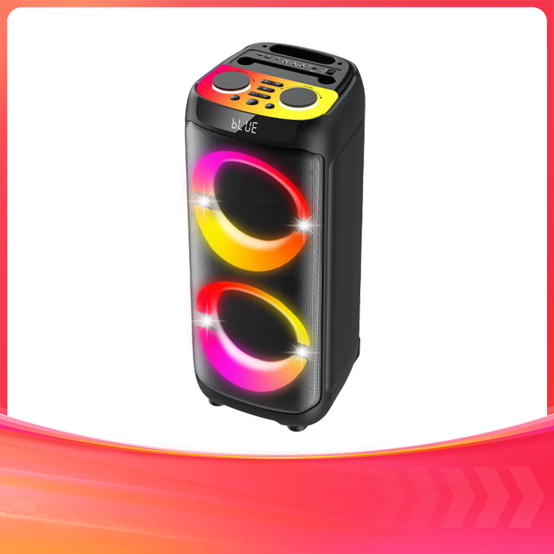 caja de fiesta fábrica personalizada doble 8 pulgadas 60w / 80w comercio exterior altavoces Bluetooth inalámbricos RGB iluminación y sonido