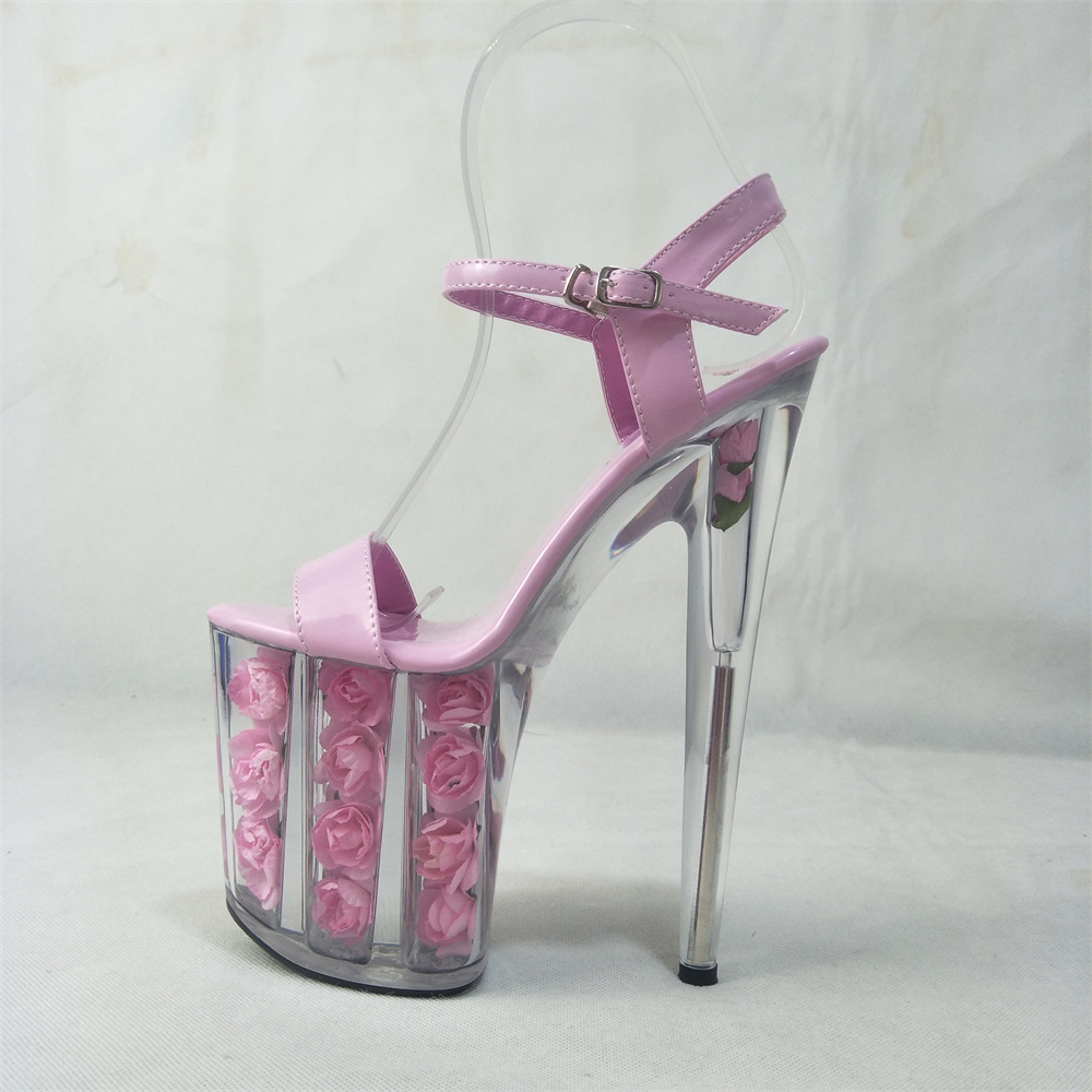 2021 tamaño de pedido talla boca de pescado moda tacón ultra alto tacón stiletto plataforma zapatos de boda con hebilla sandalias de mujer de moda rosa