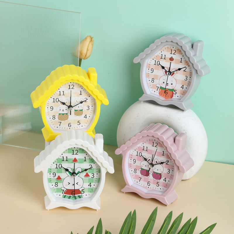 Reloj despertador con forma de casita en colores pastel - Para dormitorio infantil y mesita de noche - Ideal como regalo para estudiantes - Venta al por mayor