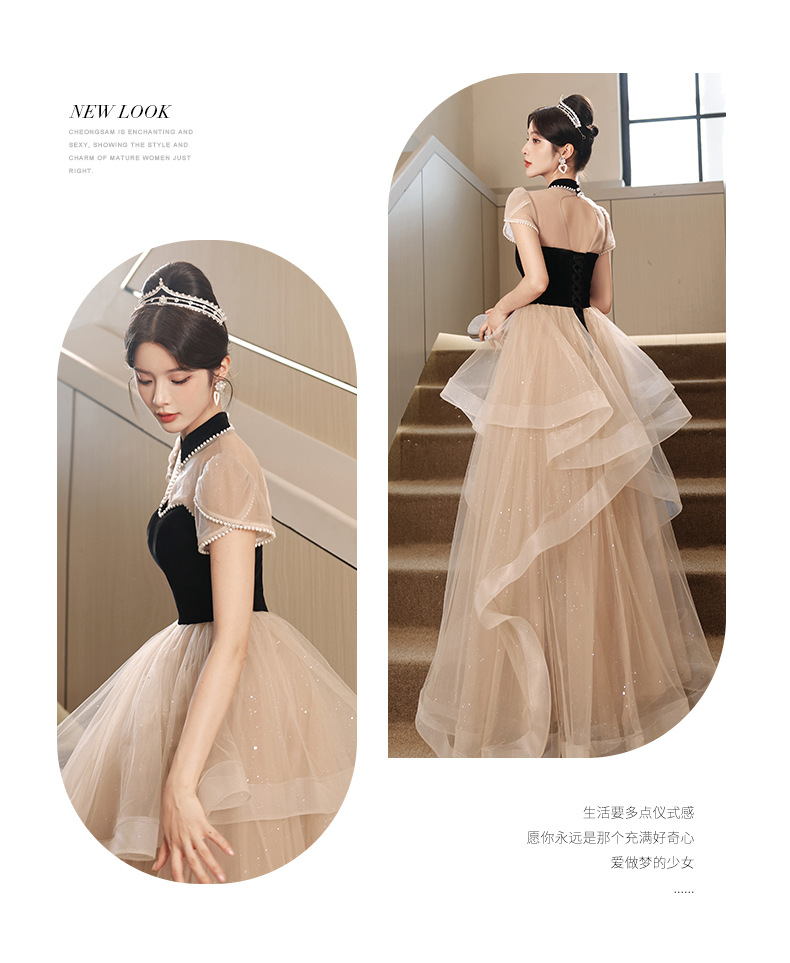 晚礼服女2024新款宴会气质高级感轻奢小众高端主持人高贵中式纱裙-阿里巴巴