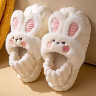 Women's non-slip cotton shoes, furry outer shoes, casual cotton wholesale bottom slippers, thick slippers for women during confinement, plush