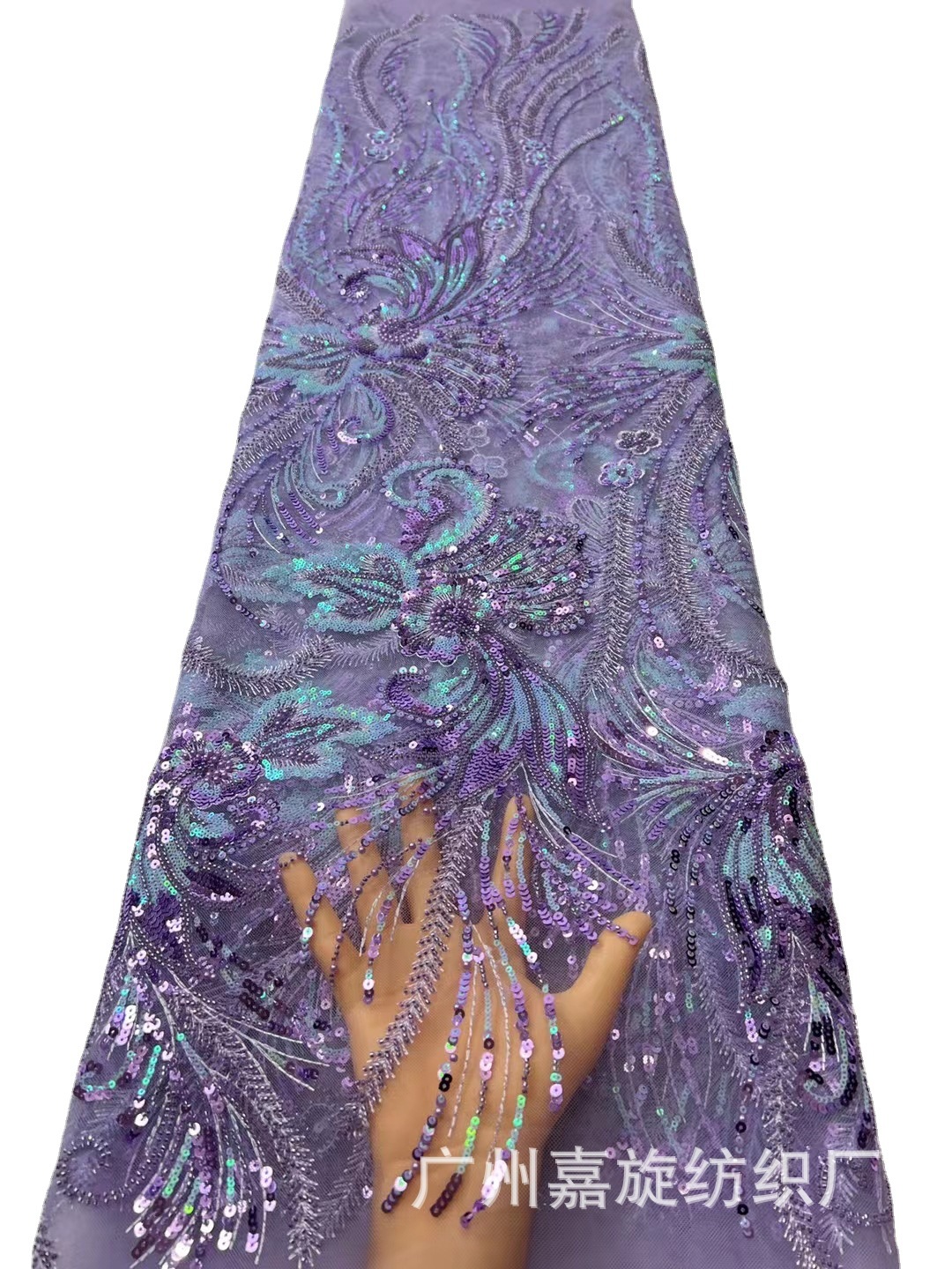 Malla de encaje con lentejuelas bordado tela malla completa bordado tela cheongsam vestido lentejuelas en stock JX2989 image 5