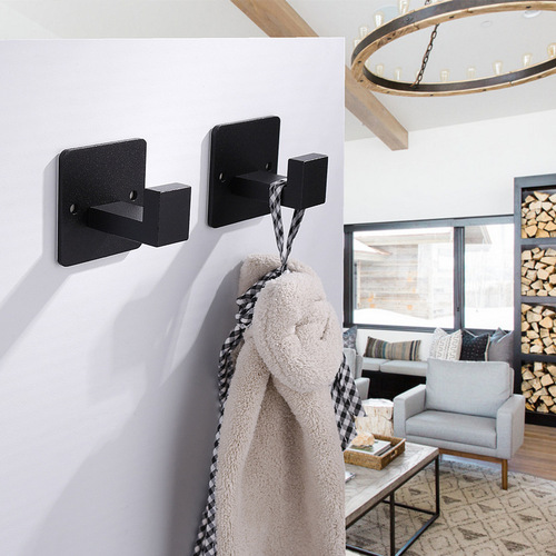 Cross-border self-adhesive metal bathroom and kitchen punch-free hooks and adhesive hooks space aluminum single wall door behind-the-door coat hooks