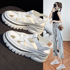 2023 Summer New Women's Leather Casual Shoes Lightweight with Magic Tape, Women's Instant Shipping Sandals