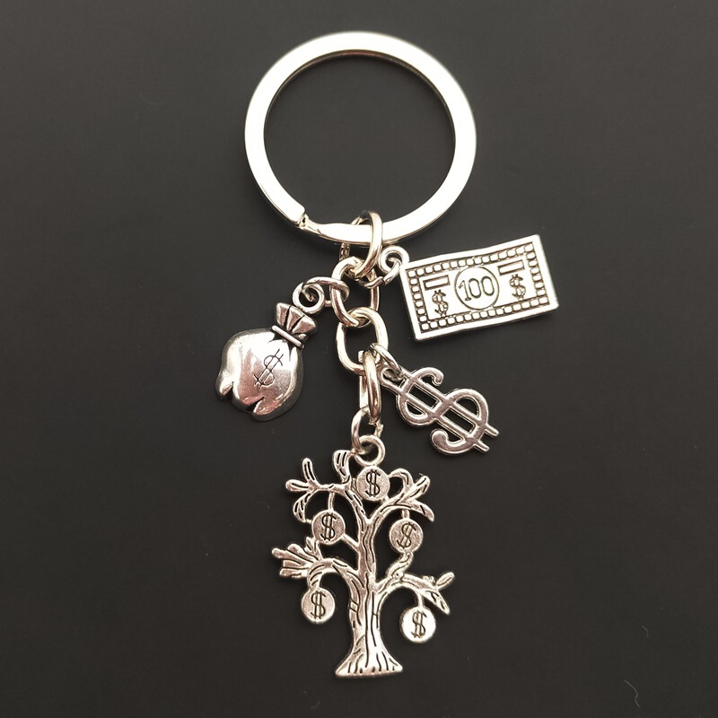 Fortune tree dollar dollar money bag key chain bank staff accounting staff gift cross-border jewelry