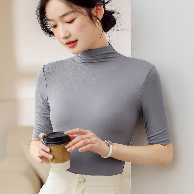 H999 春、夏、秋の新作モーダル七分袖スリムボトムシャツ Tシャツミッドスリーブ多用途無地トップス卸売|undefined