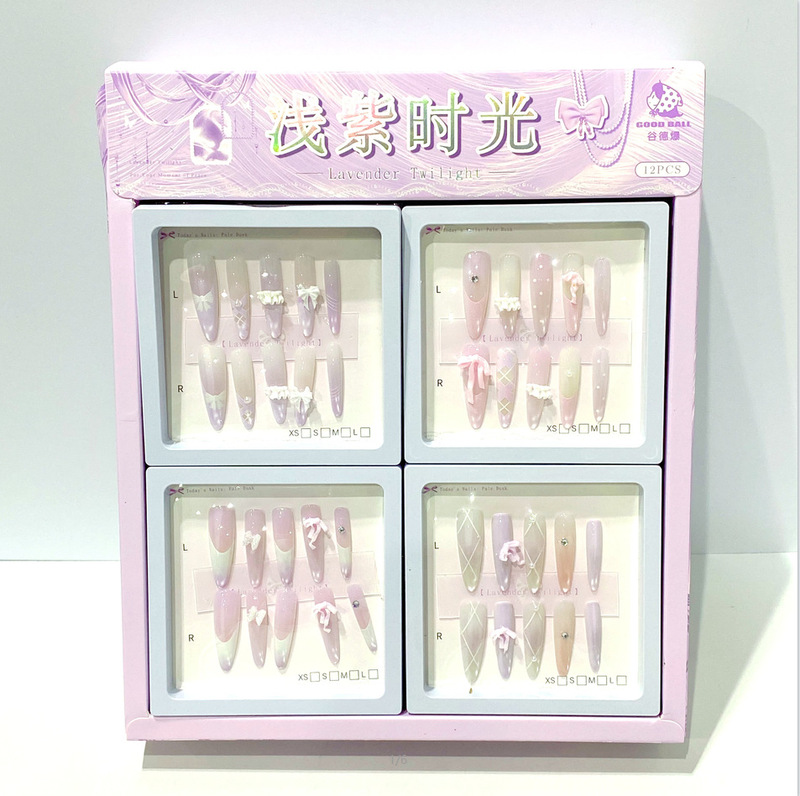New Light Purple Time Wearable Manicure Summer High-End Manicure Stickers Medium-Long Style for Students and Girls Short Nail Stickers