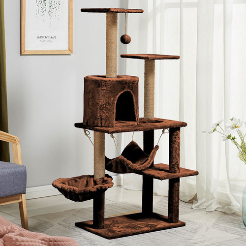 Sisal Cat Climbing Frame Cat Toy Wooden Three-Level Pet Cat Scratch Post Cat Bed Cat Jumping Platform Cat Hammock Cat Tree Factory