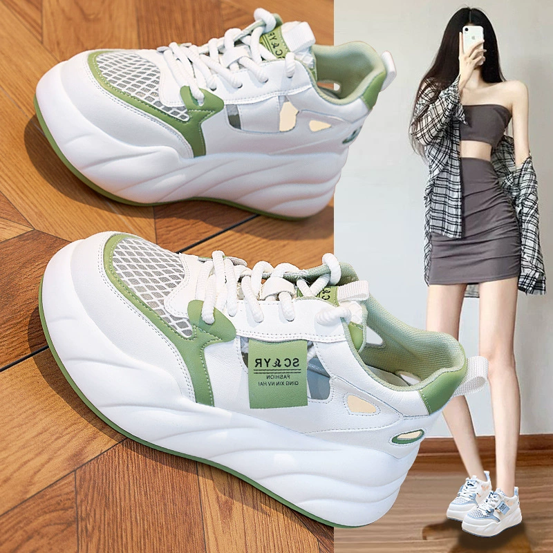 Женские спортивные сандалии лето 2025, новая модель, сетчатые, дышащие, на толстой платформе, повседневные, школьные