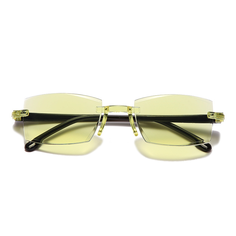 Smart Zoom Yellow Mirror Anti-blue Light Edge Reading Glasses, Street Stall Frameless Integrated Comfortable Reading Glasses Wholesale