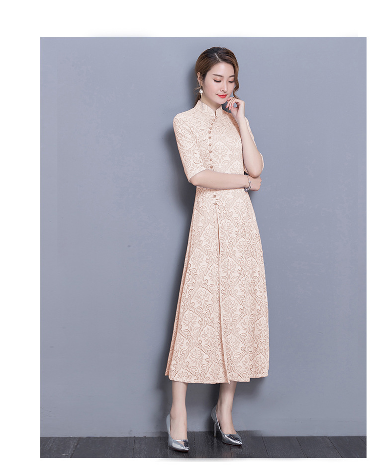 2020春季中长款大码遮肚中国风裙子秋装新式改良旗