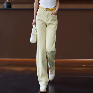 窄版阔腿牛仔裤女2026春秋新高腰时尚垂感宽松柔软流行休闲直筒裤