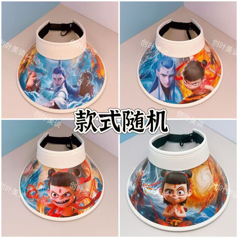 新しい 3D 子供用日よけ帽子抗 UV 屋外大きなつば空のトップ日よけ帽子漫画アニメーション日焼け止め帽子|undefined