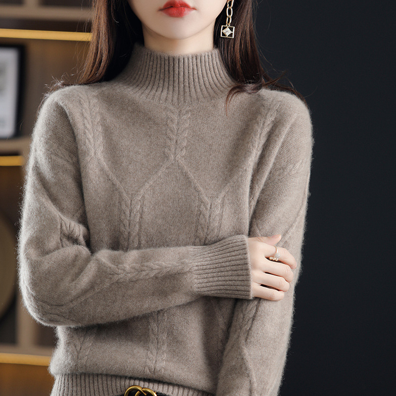 Cross border Twist sweater Solid Autumn and winter new pattern Half a Socket Easy thickening Sweater jacket