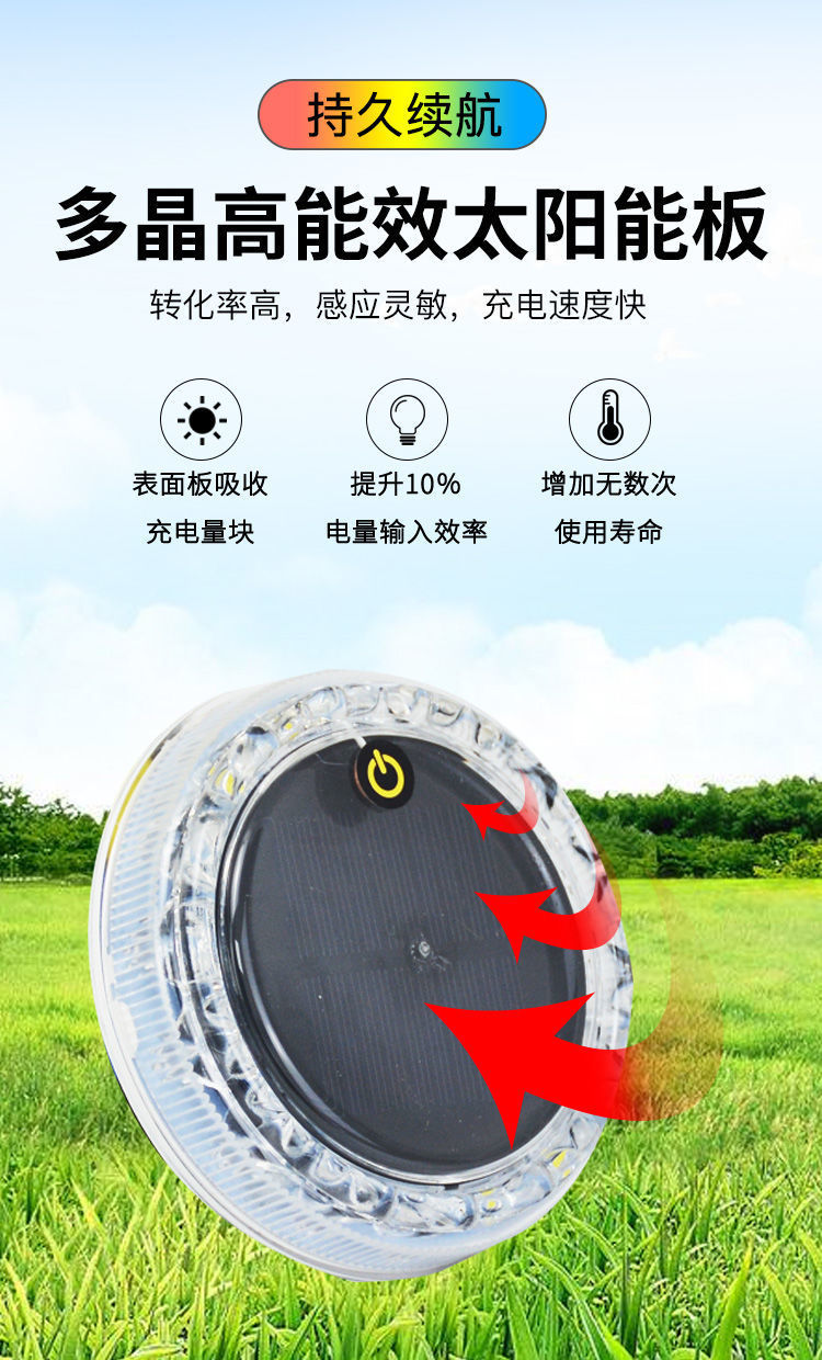 Car anti-collision solar warning flash light car truck car night safety led wiring-free tail light