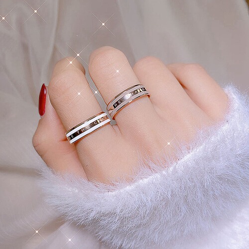 Japanese and Korean dw rings, fashionable couple rings, 18k rose gold ring, simple stainless steel ring, trendy jewelry