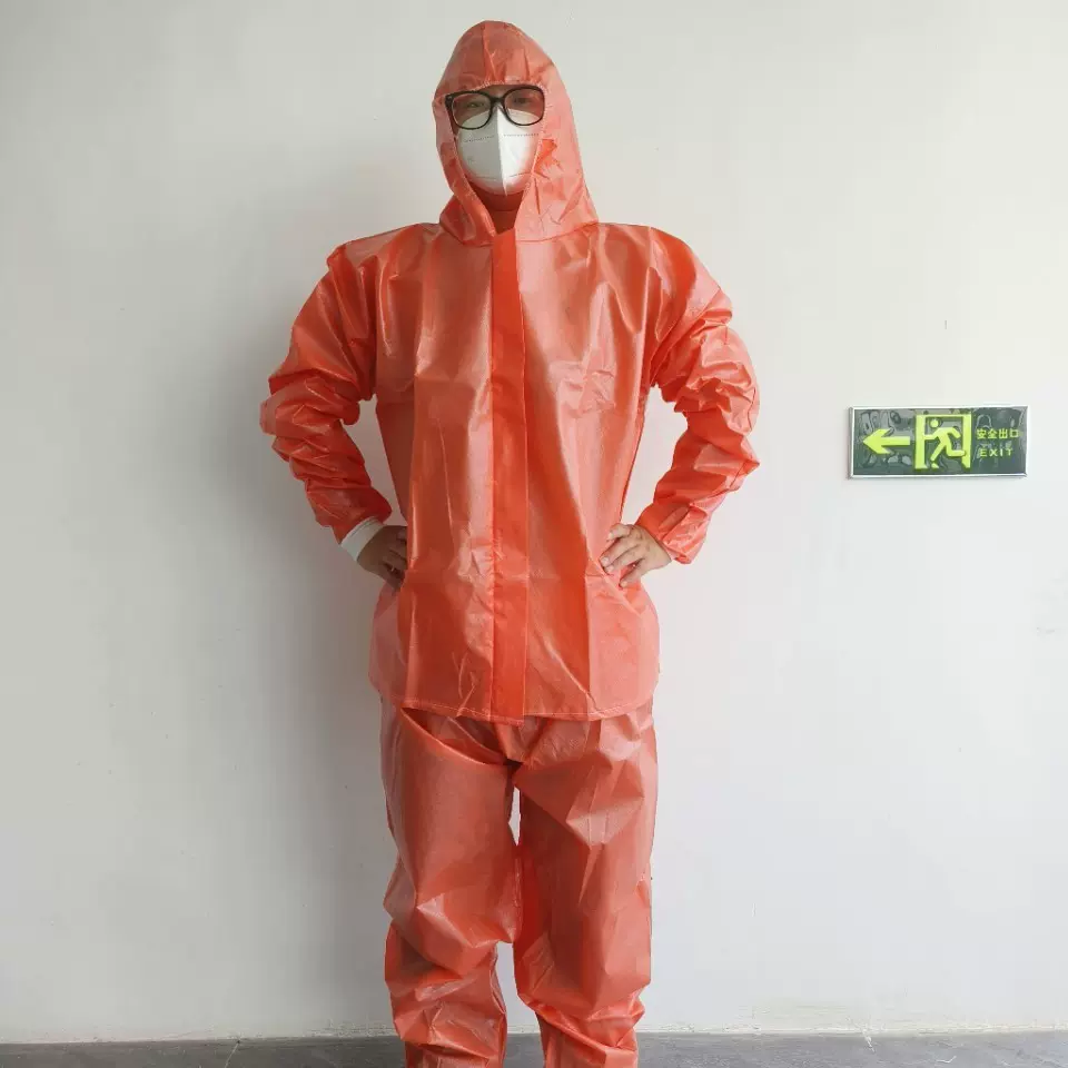 厂家批发一次性SF橙色石油作业服分体式防护服