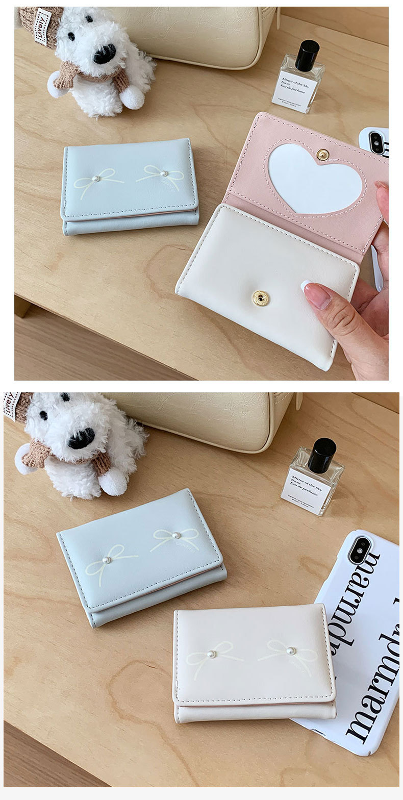 48g Weight Polyester Lining Material Magnetic Buckle Closure Type Small Wallets Bags Type 1 Piece Quantity Holiday, Daily Occasion Pu Leather Material Bow Knot Pattern All Seasons Season Women's Gender Sweet Style Square Shape Women's Bow Knot Pu Leather Magnetic Buckle Wallets 12