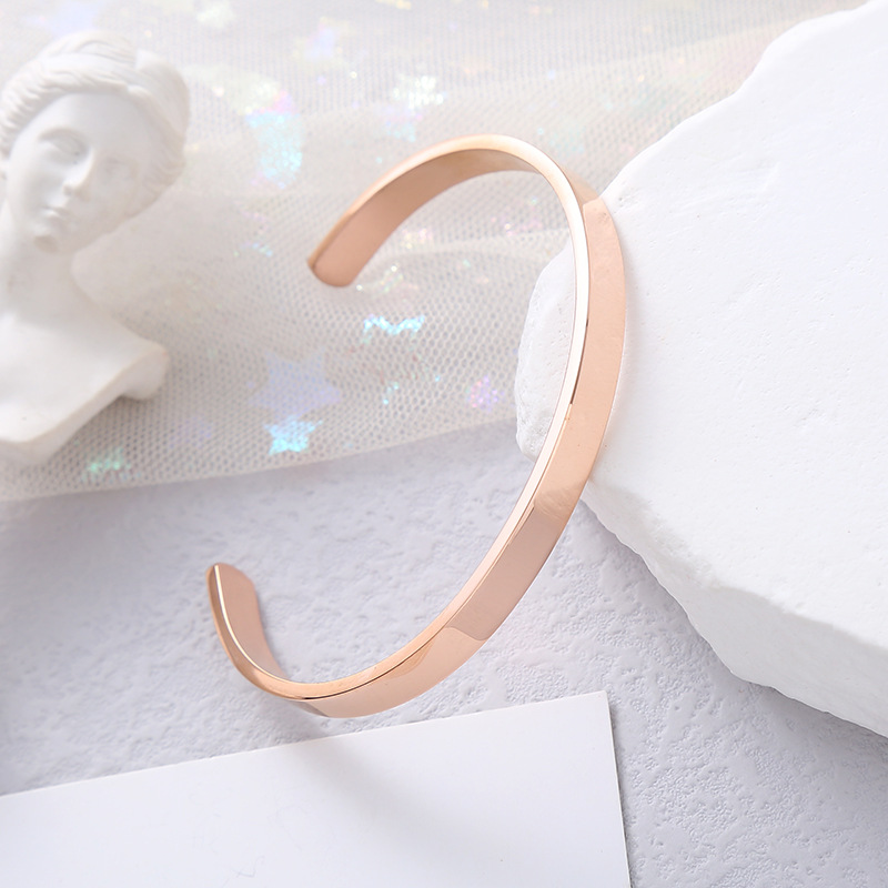 Polishing Design Simple Style C Shape Stainless Steel Polishing Cuff Bracelets