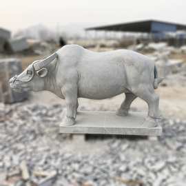 石牛摆件花岗岩石雕牛晚霞红石头牛汉白玉孺子牛户外公园景区雕像