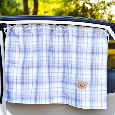 Car curtains – block baby car interior shading - jk-plaid-curtains-blue