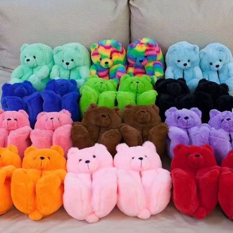 Cartoon Bear Cotton Shoes, Warm and Cute Teddy Bear Slippers, Oversized Indoor Home Shoes, Winter Plush Fur Nest, Cute Cartoon Bear Cotton Shoes, Warm and Cute Teddy Bear Slippers, Oversized Indoor Home Shoes, Winter Plush Fur Nest, Cute