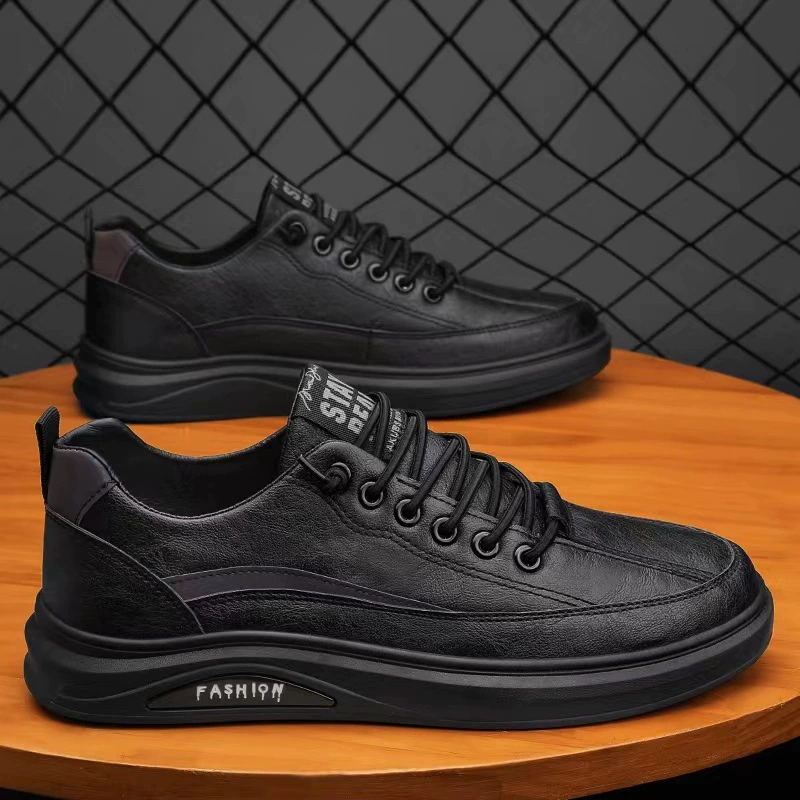 2025 новых мужских туфель, туфли на плоской подошве, осенние кожаные туфли для спорта и отдыха, мужские кроссовки, черные нескользящие водонепроницаемые ботинки для защиты труда.