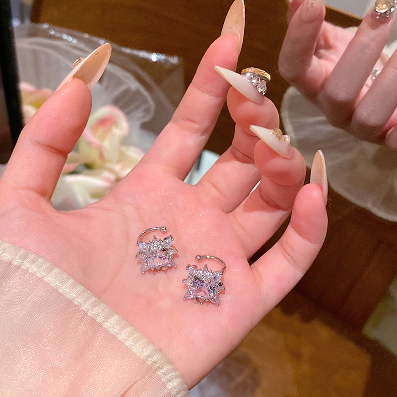 小众高级感精致爆闪大锆石耳钉无耳洞耳骨夹耳环时尚百搭气质耳饰|undefined