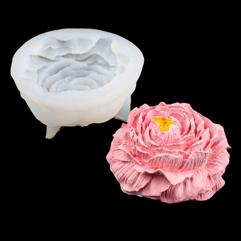 Flor peonía grande molde de silicona vela molde de yeso diy jabón de flores hecho a mano herramienta de decoración de velas aromáticas