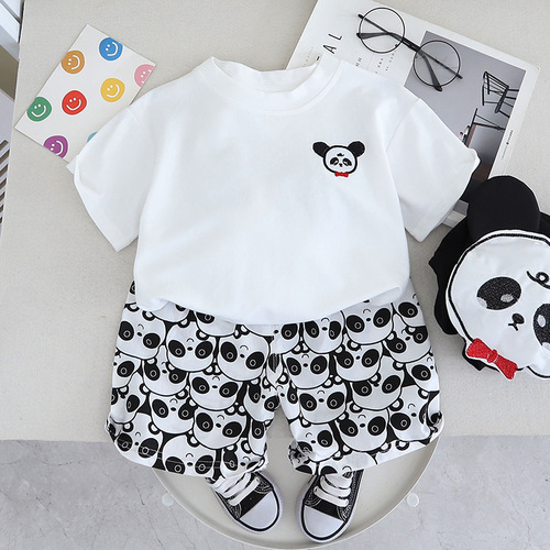 Yikids Boys Summer Chinese Style Set Baby Trendy Hanfu Short Sleeve Shorts Baby Two-Piece Set