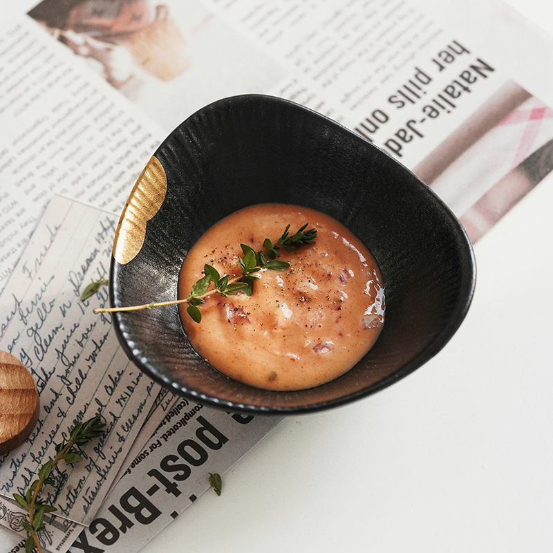 Wuskin Moyu Vajilla Tazón de arroz Tazón de salsa Tazón de sopa Tazón de fideos Tazón para el hogar Restaurante Tazón de ensalada Tazón de comedor irregular de oro