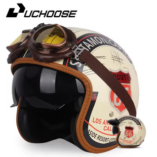 Cross-border electric car men's and women's retro helmet four seasons universal half helmet personalized helmet riding goggles