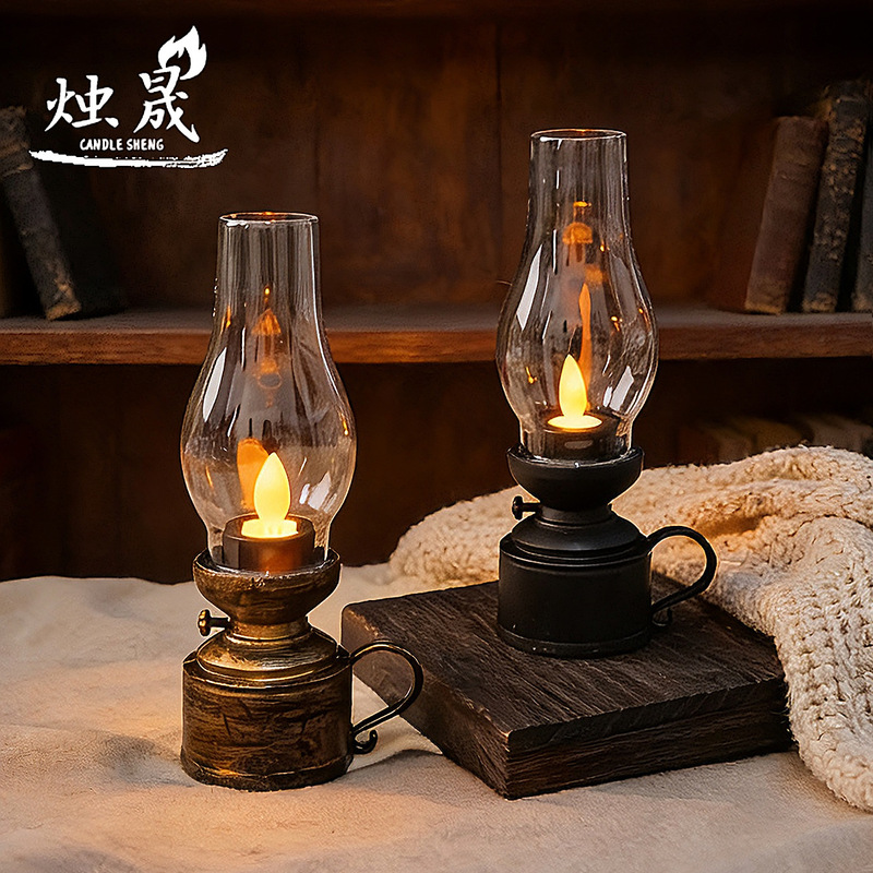 Halloween candle lamp small oil lamp retro electronic kerosene lamp simulation nostalgic decoration atmosphere Night Lamp Christmas candlestick