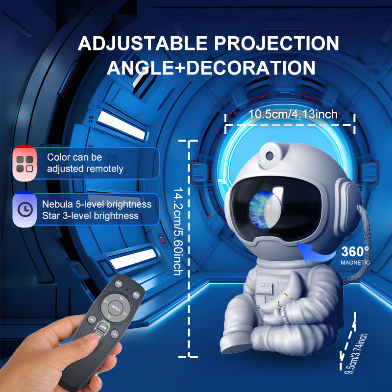 Sentado en la luna, astronauta, nebulosa, luz de proyección aérea, astronauta creativo, luz nocturna, audio Bluetooth, proyector, luz ambiental