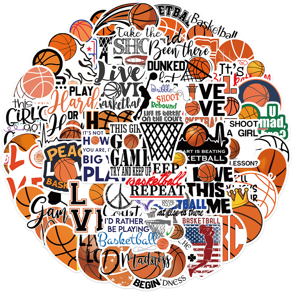 50 Pieces Basketball Sports Stickers Personalized Decorative Luggage Notebook display picture 1